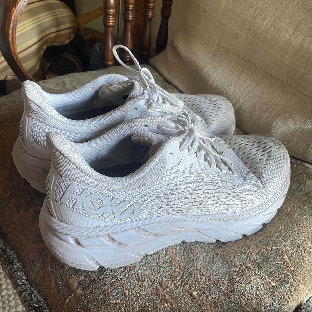 Hoka White Clifton 7, size US women’s 9